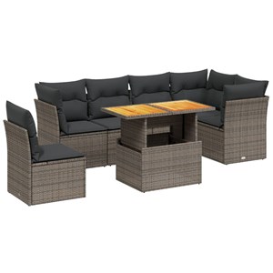 Maison exclusive - salon de jardin avec coussins 7 pcs gris résine tressée