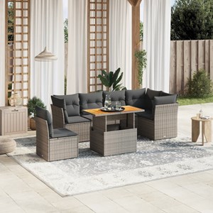 Maison exclusive - salon de jardin avec coussins 7 pcs gris résine tressée