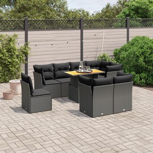 Maison exclusive - salon de jardin 9 pcs avec coussins noir résine tressée