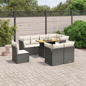 Maison exclusive - salon de jardin 9 pcs avec coussins noir résine tressée