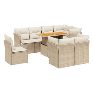 Maison exclusive - salon de jardin avec coussins 9 pcs beige résine tressée