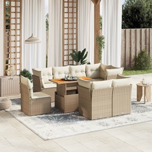 Maison exclusive - salon de jardin avec coussins 9 pcs beige résine tressée
