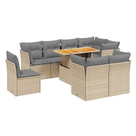 Maison exclusive - salon de jardin avec coussins 9 pcs beige résine tressée