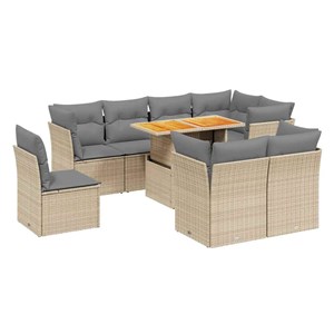 Maison exclusive - salon de jardin avec coussins 9 pcs beige résine tressée