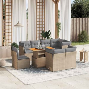 Maison exclusive - salon de jardin avec coussins 9 pcs beige résine tressée