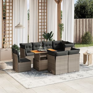 Maison exclusive - salon de jardin 9 pcs avec coussins gris résine tressée