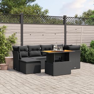Maison exclusive - salon de jardin 7 pcs avec coussins noir résine tressée