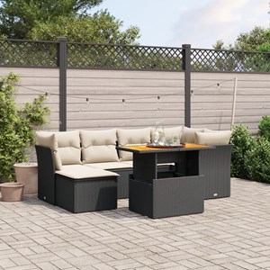 Maison exclusive - salon de jardin 7 pcs avec coussins noir résine tressée