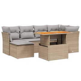 Maison exclusive - salon de jardin avec coussins 7 pcs beige résine tressée