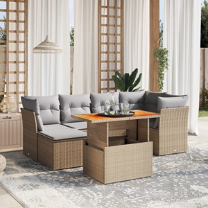 Maison exclusive - salon de jardin avec coussins 7 pcs beige résine tressée