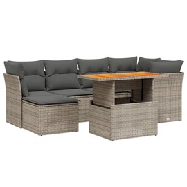 Maison exclusive - salon de jardin avec coussins 7 pcs gris résine tressée