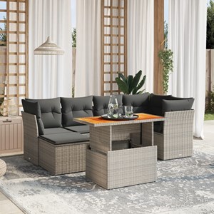 Maison exclusive - salon de jardin avec coussins 7 pcs gris résine tressée