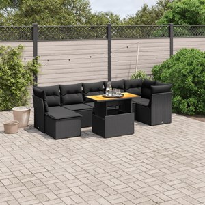 Maison exclusive - salon de jardin 8 pcs avec coussins noir résine tressée