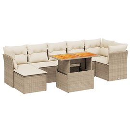 Maison exclusive - salon de jardin avec coussins 8 pcs beige résine tressée