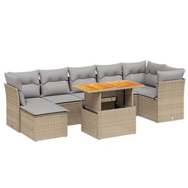 Maison exclusive - salon de jardin avec coussins 8 pcs beige résine tressée