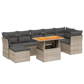 Maison exclusive - salon de jardin 8 pcs avec coussins gris résine tressée