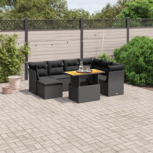 Maison exclusive - salon de jardin 8 pcs avec coussins noir résine tressée