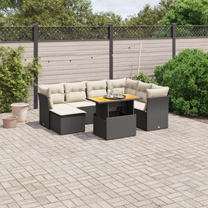 Maison exclusive - salon de jardin 8 pcs avec coussins noir résine tressée