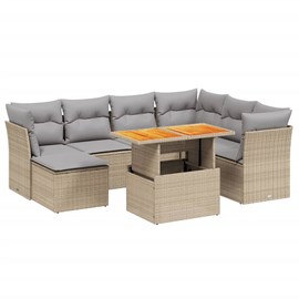 Maison exclusive - salon de jardin avec coussins 8 pcs beige résine tressée