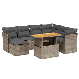 Maison exclusive - salon de jardin 8 pcs avec coussins gris résine tressée