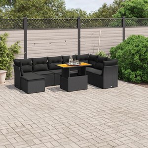 Maison exclusive - salon de jardin 9 pcs avec coussins noir résine tressée