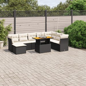 Maison exclusive - salon de jardin 9 pcs avec coussins noir résine tressée
