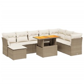 Maison exclusive - salon de jardin avec coussins 9 pcs beige résine tressée