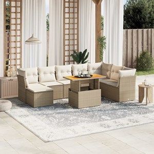 Maison exclusive - salon de jardin avec coussins 9 pcs beige résine tressée