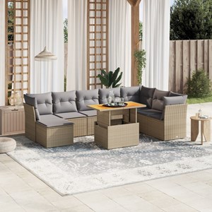 Maison exclusive - salon de jardin avec coussins 9 pcs beige résine tressée