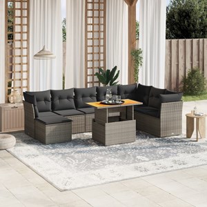 Maison exclusive - salon de jardin 9 pcs avec coussins gris résine tressée
