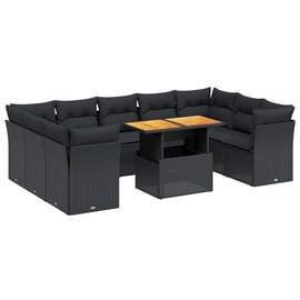 Maison exclusive - salon de jardin 10 pcs avec coussins noir résine tressée