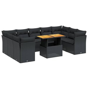 Maison exclusive - salon de jardin 10 pcs avec coussins noir résine tressée