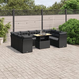 Maison exclusive - salon de jardin 10 pcs avec coussins noir résine tressée