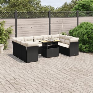 Maison exclusive - salon de jardin 10 pcs avec coussins noir résine tressée