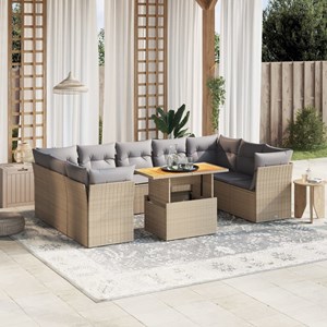 Maison exclusive - salon de jardin avec coussins 10 pcs beige résine tressée