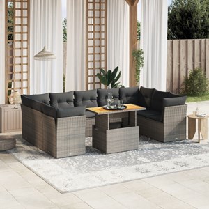 Maison exclusive - salon de jardin avec coussins 10 pcs gris résine tressée
