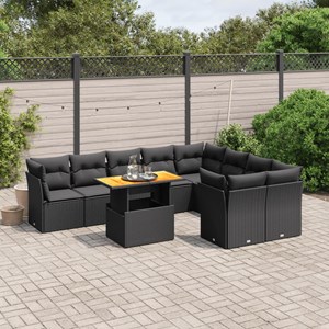 Maison exclusive - salon de jardin 10 pcs avec coussins noir résine tressée
