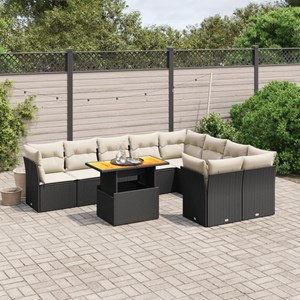 Maison exclusive - salon de jardin 10 pcs avec coussins noir résine tressée