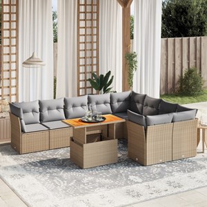 Maison exclusive - salon de jardin avec coussins 10 pcs beige résine tressée