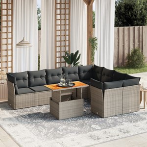 Maison exclusive - salon de jardin avec coussins 10 pcs gris résine tressée