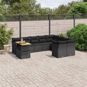 Maison exclusive - salon de jardin 10 pcs avec coussins noir résine tressée
