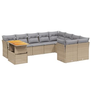 Maison exclusive - salon de jardin avec coussins 10 pcs beige résine tressée