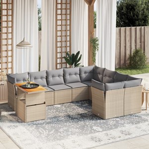 Maison exclusive - salon de jardin avec coussins 10 pcs beige résine tressée