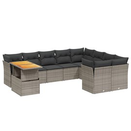 Maison exclusive - salon de jardin avec coussins 10 pcs gris résine tressée