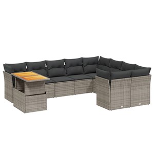 Maison exclusive - salon de jardin avec coussins 10 pcs gris résine tressée