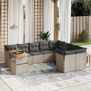 Maison exclusive - salon de jardin avec coussins 10 pcs gris résine tressée