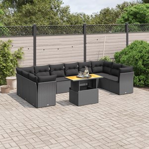 Maison exclusive - salon de jardin 11 pcs avec coussins noir résine tressée