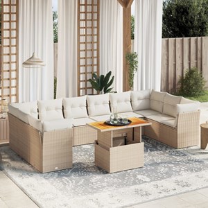 Maison exclusive - salon de jardin 11 pcs avec coussins beige résine tressée
