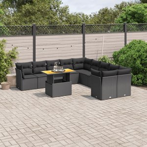 Maison exclusive - salon de jardin 11 pcs avec coussins noir résine tressée
