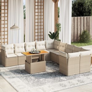 Maison exclusive - salon de jardin 11 pcs avec coussins beige résine tressée